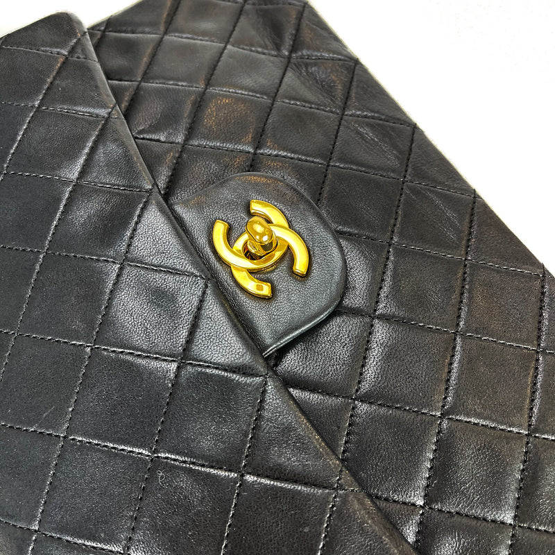 Chanel Classic Double Flap 10 Chain Shoulder Bag Lambskin Black