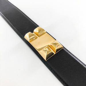 Collier De Chien Black Leather Belt GHW Stamp R