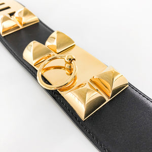 Collier De Chien Black Leather Belt GHW Stamp R