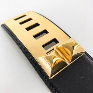 Collier De Chien Black Leather Belt GHW Stamp R