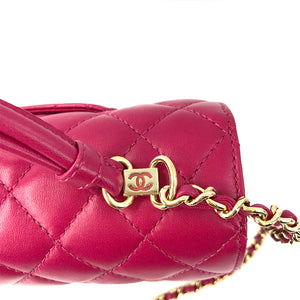 Tie Handle Flap bag in Dark Pink