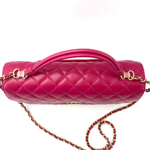 Tie Handle Flap bag in Dark Pink