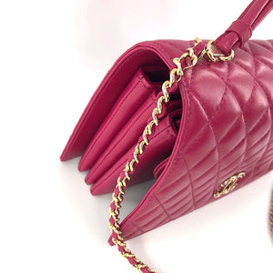 Tie Handle Flap bag in Dark Pink