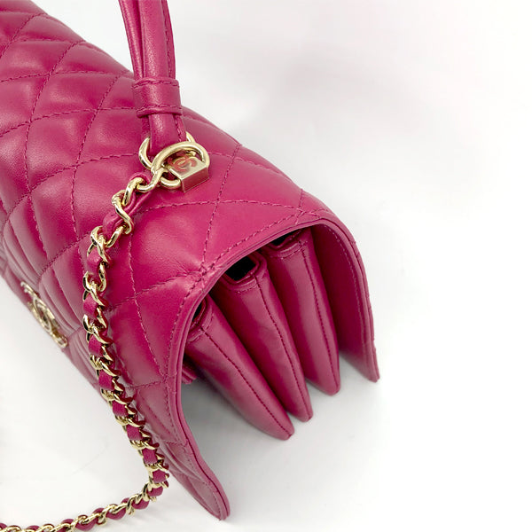 Tie Handle Flap bag in Dark Pink