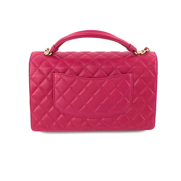 Tie Handle Flap bag in Dark Pink