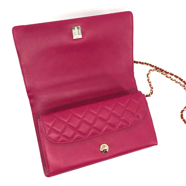 Tie Handle Flap bag in Dark Pink