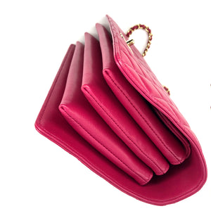 Tie Handle Flap bag in Dark Pink