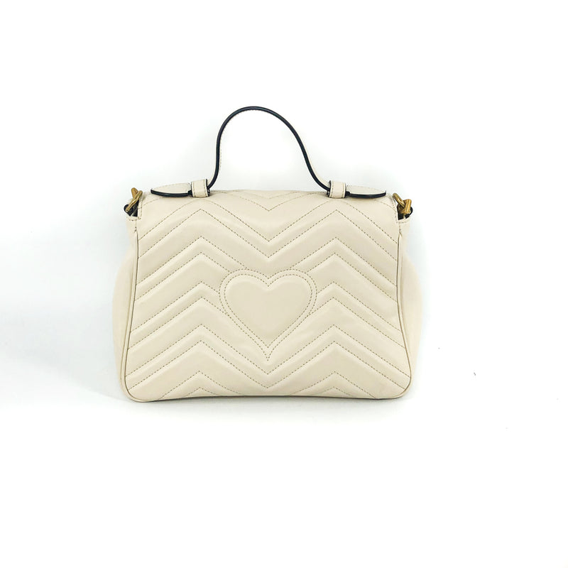 GG Marmont mini top handle bag in white leather