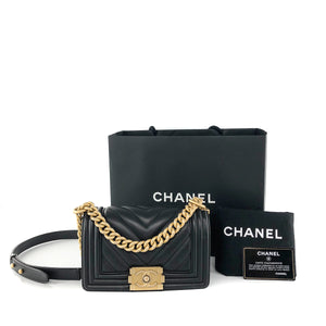 Small Boy Bag Black Lambskin Ruthenium hardware