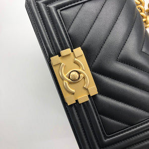 Small Boy Bag Black Lambskin Ruthenium hardware