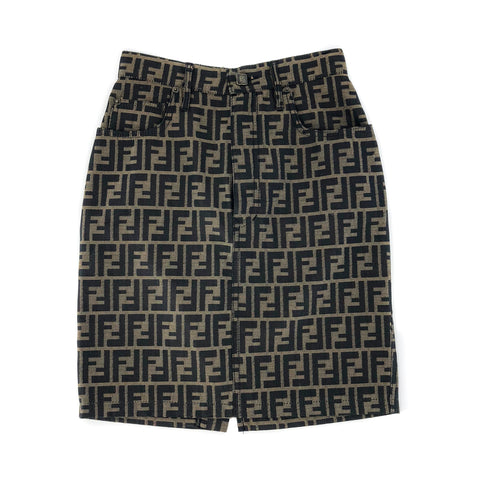 FF Vertigo-Print Drawstring Kids Skirt Tobacco Brown