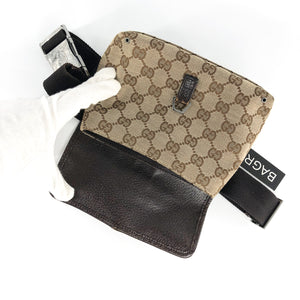 GG Monogram Waist Bag with Silver Front Clasp