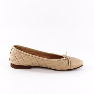 Chanel Nude Classic Grained Leather CC Flats