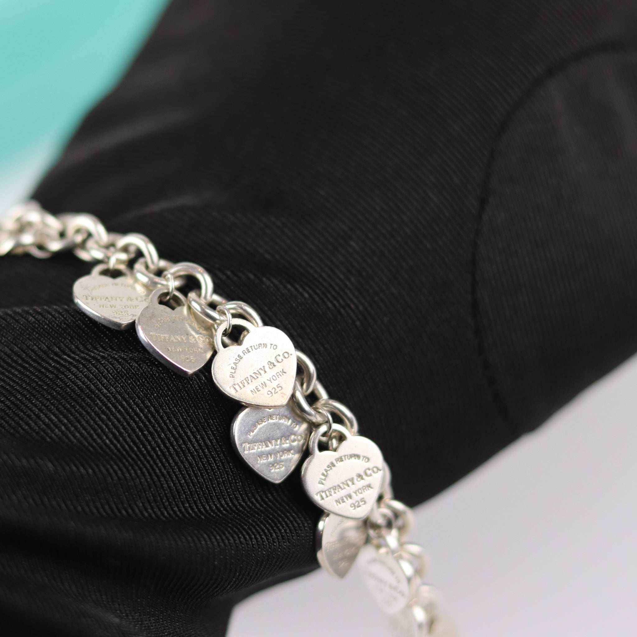 TIFFANY Return To Tiffany Multi–Heart Tag Silver Bracelet