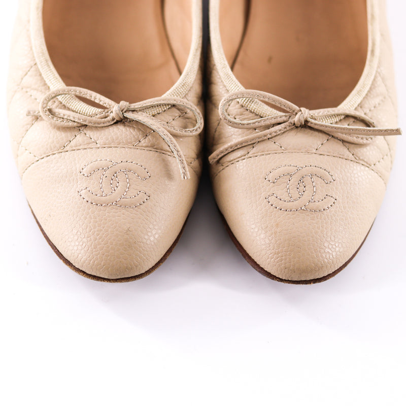 Chanel Nude Classic Grained Leather CC Flats