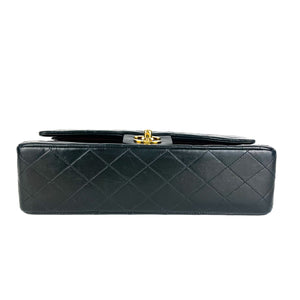 Vintage Lambskin Double Flap Medium with GHW In black