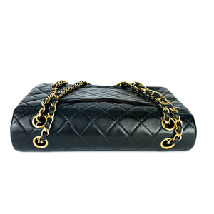 Vintage Lambskin Double Flap Medium with GHW In black