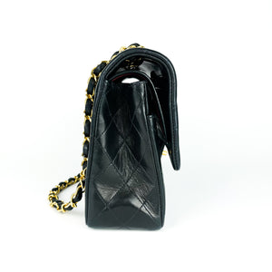 Vintage Lambskin Double Flap Medium with GHW In black