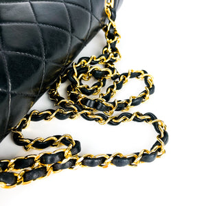 Vintage Lambskin Double Flap Medium with GHW In black