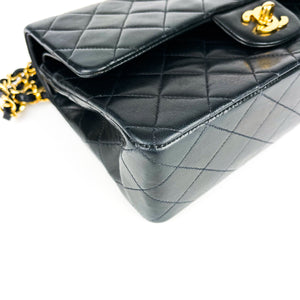 Vintage Lambskin Double Flap Medium with GHW In black