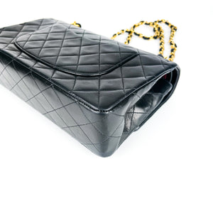 Vintage Lambskin Double Flap Medium with GHW In black