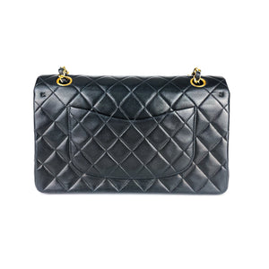 Vintage Lambskin Double Flap Medium with GHW In black