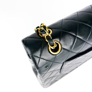 Vintage Lambskin Double Flap Medium with GHW In black
