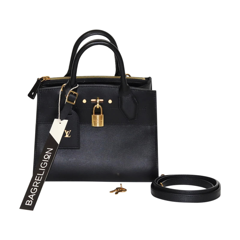 LOUIS VUITTON Calfskin City Steamer Mini Black 1230371