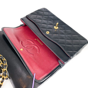 Vintage Lambskin Double Flap Medium with GHW In black