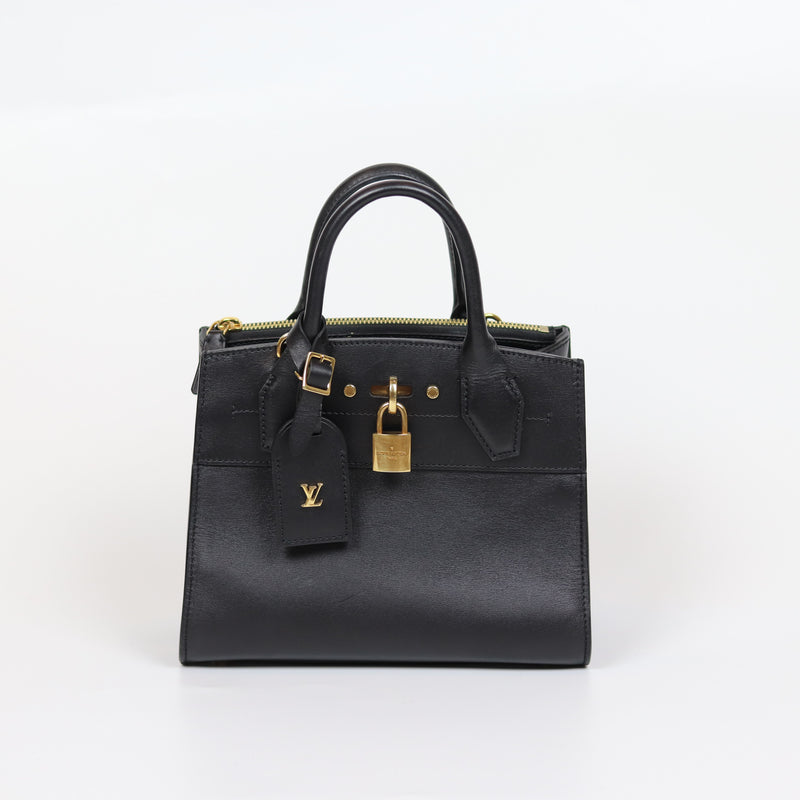 Louis Vuitton City Steamer GM Noir Black Leather Bag