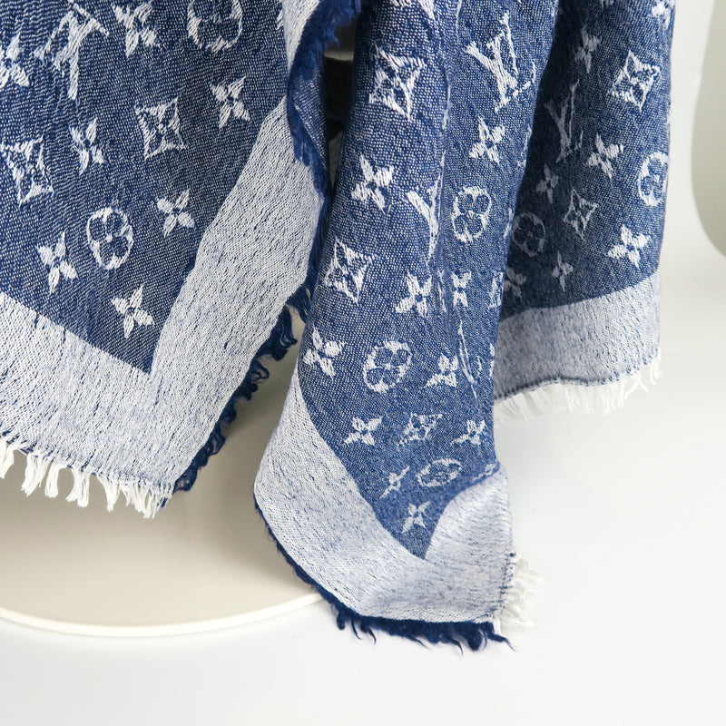 Louis Vuitton Monogram Denim Shawl Blue - Luxury Helsinki