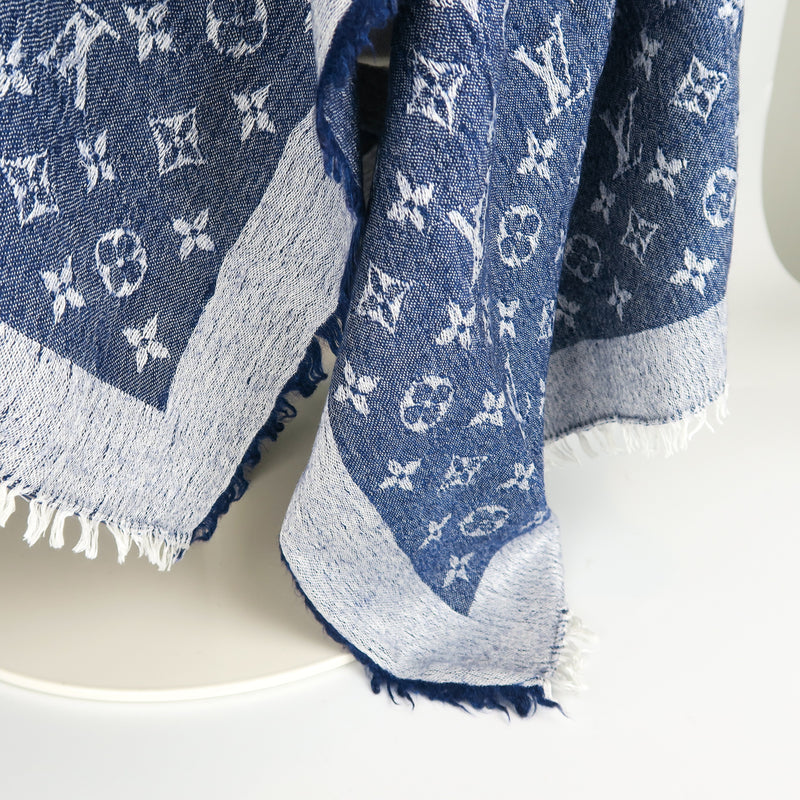 Louis Vuitton Monogram Neo Denim Shawl In Indigo