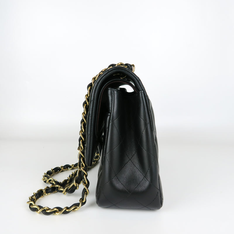 Jumbo Double Flap in Black Lambskin with GHW