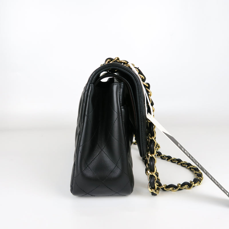 Jumbo Double Flap in Black Lambskin with GHW