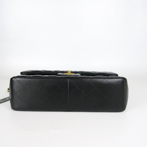 Jumbo Double Flap in Black Lambskin with GHW