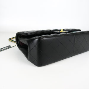 Jumbo Double Flap in Black Lambskin with GHW