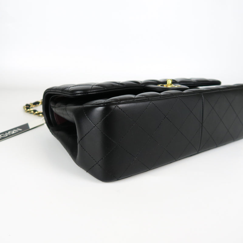 Jumbo Double Flap in Black Lambskin with GHW