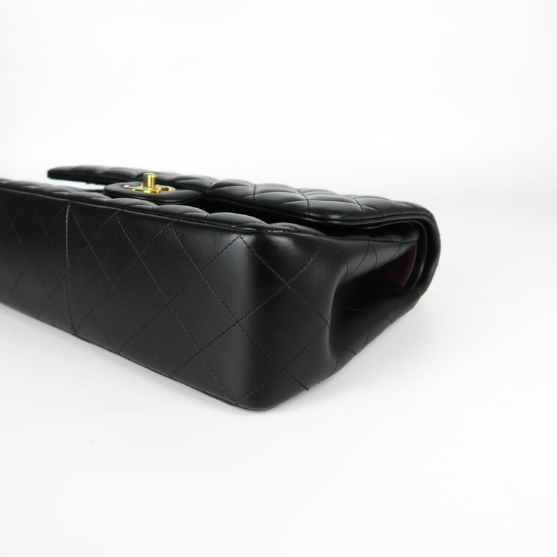 Jumbo Double Flap in Black Lambskin with GHW
