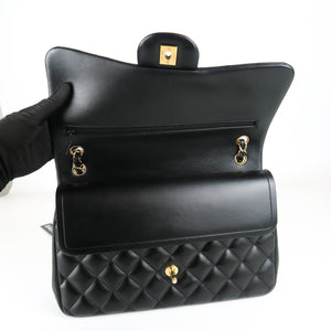 Jumbo Double Flap in Black Lambskin with GHW
