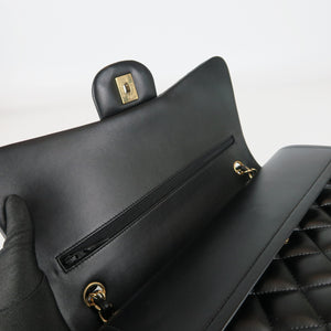 Jumbo Double Flap in Black Lambskin with GHW