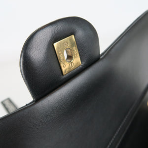 Jumbo Double Flap in Black Lambskin with GHW