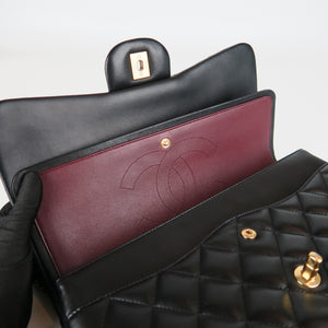 Jumbo Double Flap in Black Lambskin with GHW