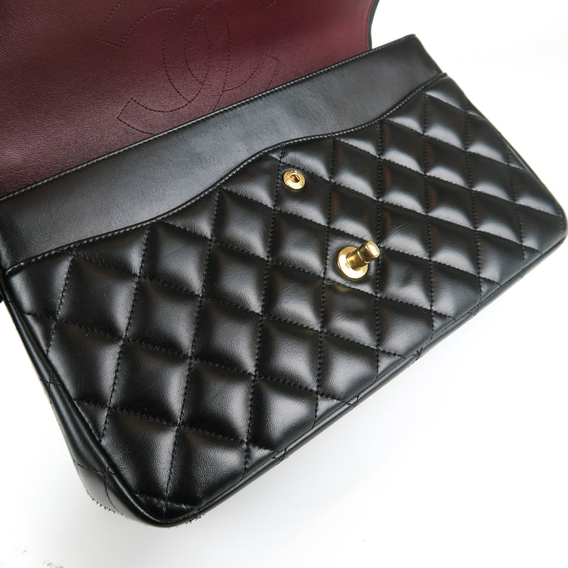 Jumbo Double Flap in Black Lambskin with GHW