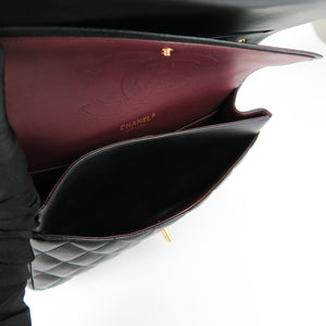 Jumbo Double Flap in Black Lambskin with GHW