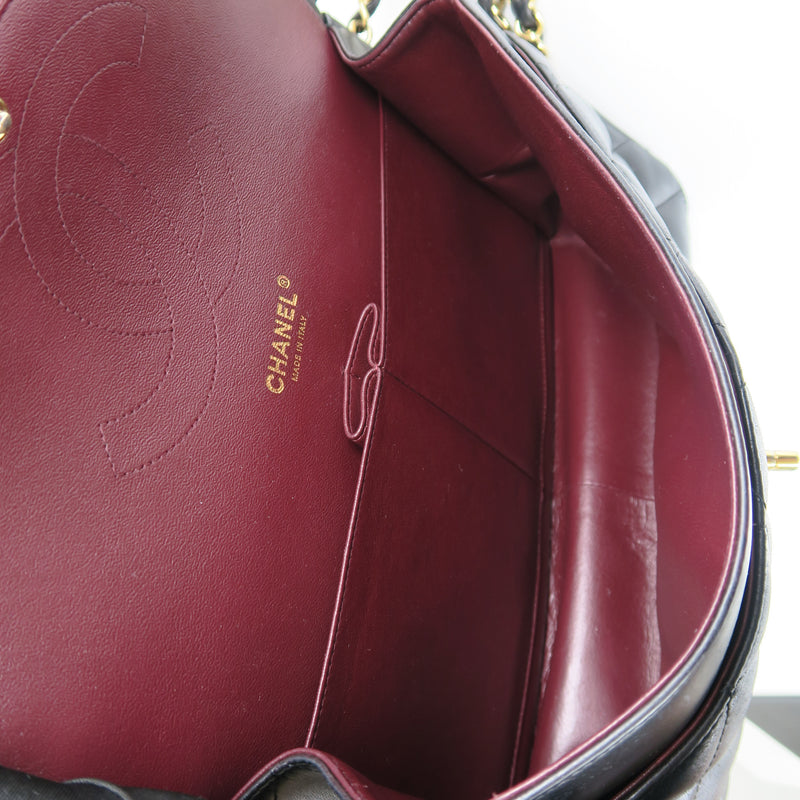 Jumbo Double Flap in Black Lambskin with GHW