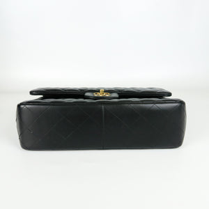 Jumbo Double Flap in Black Lambskin with GHW