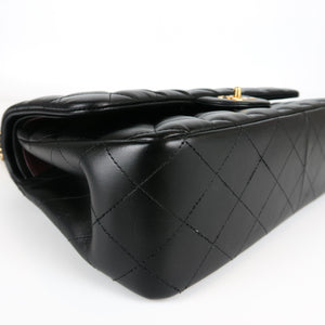 Jumbo Double Flap in Black Lambskin with GHW