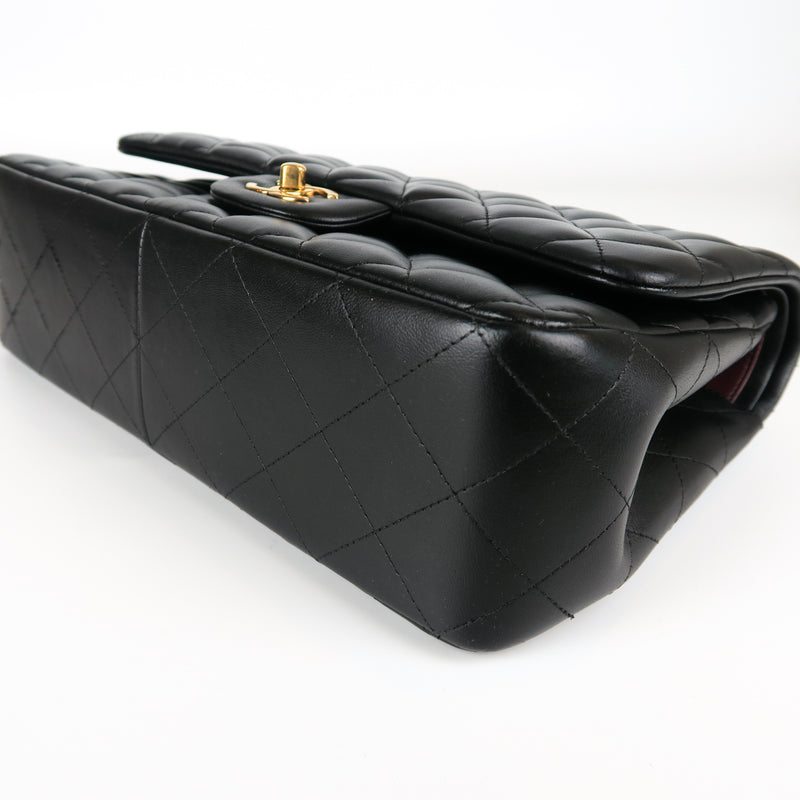 Jumbo Double Flap in Black Lambskin with GHW