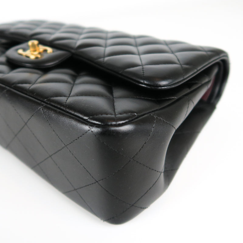 Jumbo Double Flap in Black Lambskin with GHW