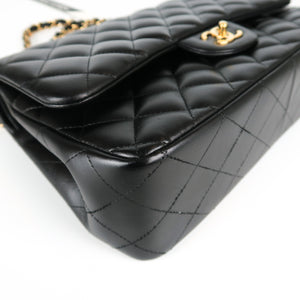 Jumbo Double Flap in Black Lambskin with GHW